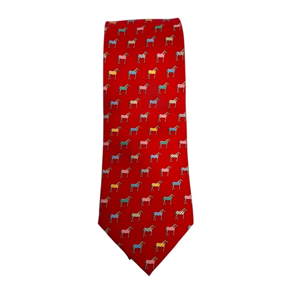 ALYN Horse Blanket Silk Necktie Novelty Print Handmade Red Tie‎ B14Q